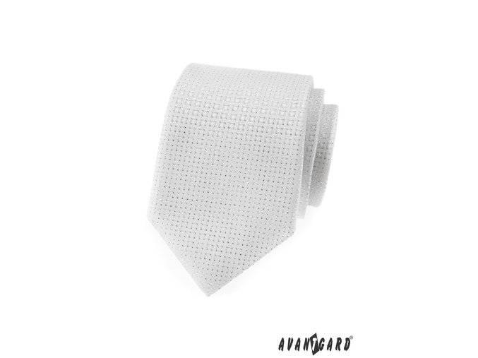 Bílá kravata s mírně lesklým vzorem