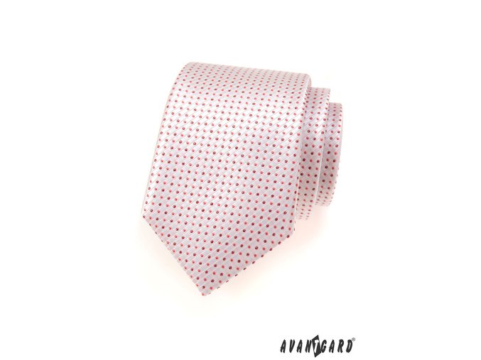 Lososová kravata s růžovými tečkami