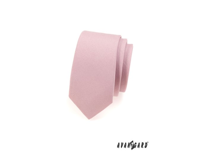 Pudrová slim matná jednobarevná kravata