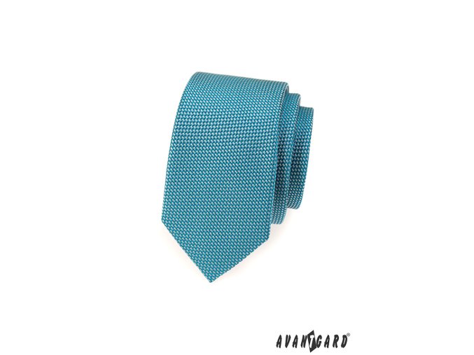 Tyrkysová vzorovaná slim kravata