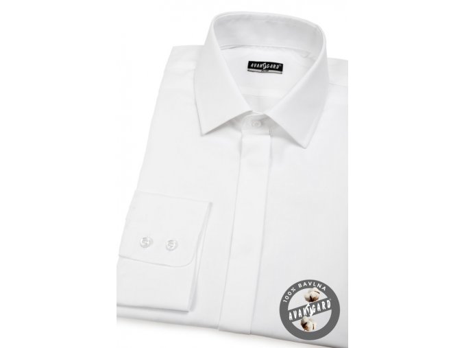 Pánská košile SLIM kr.léga 132-001 Bílá (Barva Bílá, Velikost 45/182, Materiál 100% bavlna)