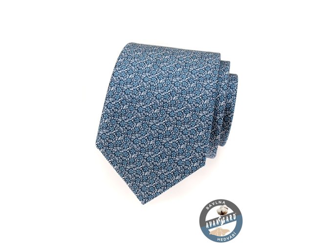Modrá drobně květovaná kravata