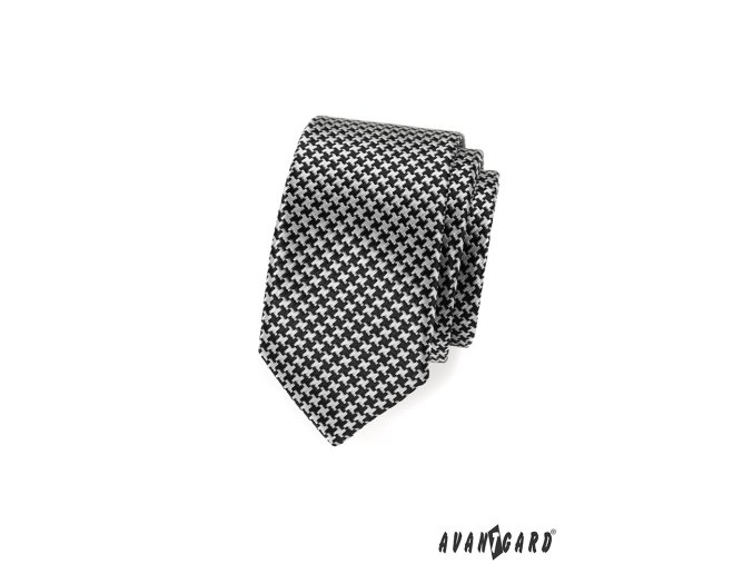 Černo-bílá SLIM kravata se zajímavým vzorem
