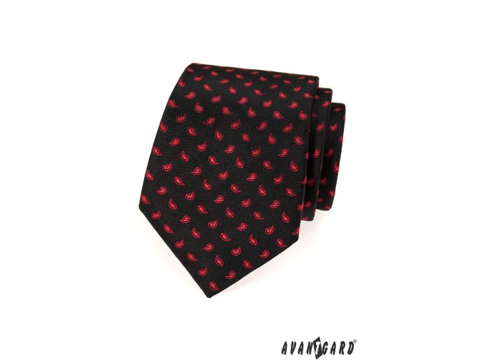 Černá kravata s červeným vzorem
