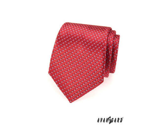 Červená kravata se světlým drobným vzorem