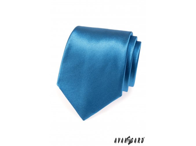 Modrá lesklá jednobarevná kravata