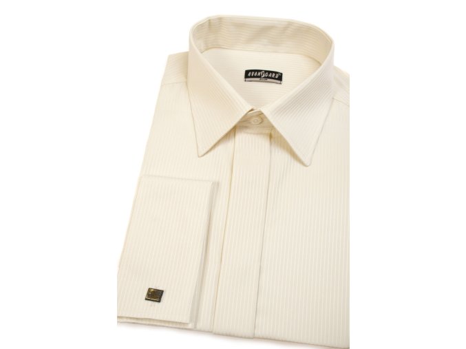 Pánská košile SLIM s krytou légou a dvojitými manžetami na manžetové knoflíčky 514-1103 Smetanová (Velikost 43/194)