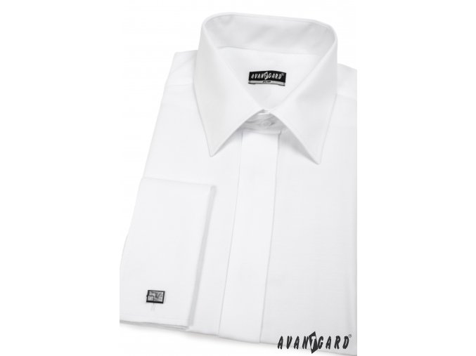 Pánská bílá košile SLIM FIT, krytá léga, na manžetové knoflíčky 160-1