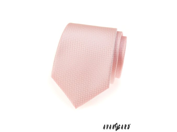 Světle růžová kravata s růžovým klikatým vzorem