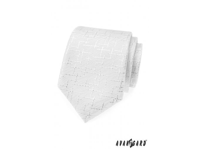 Bílá kravata s klikatým vzorem