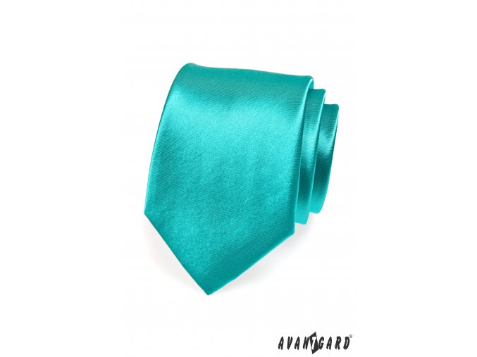 Tyrkysová jednobarevná lesklá kravata