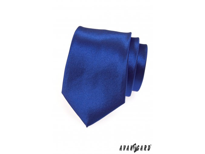 Zářivě tmavě modrá jednobarevná lesklá kravata