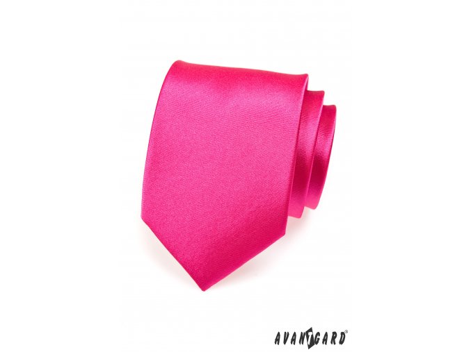 Tmavě růžová jednobarevná lesklá kravata