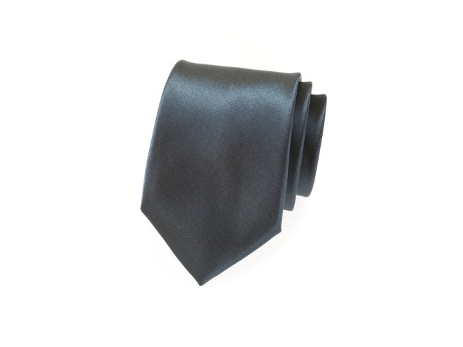 Grafitová jednobarevná lesklá kravata