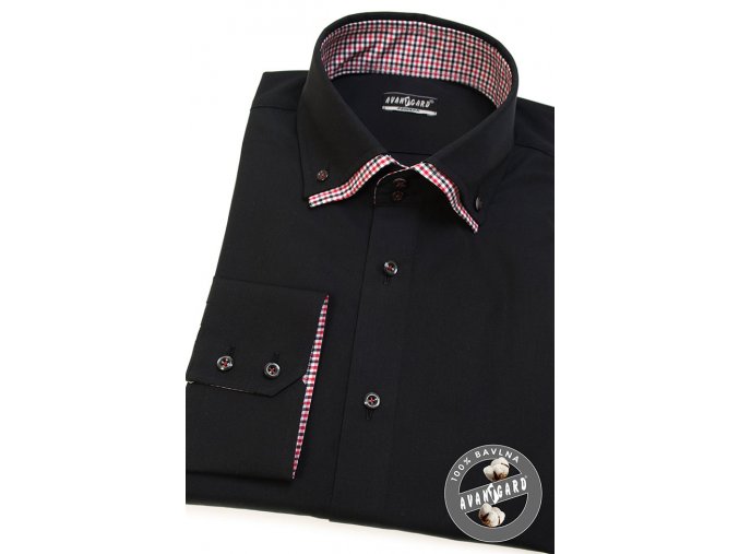 Černá pánská bavlněná košile REGULAR, dl.rukáv, 220-2312