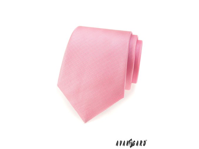 Růžová kravata s tečkovanou strukturou