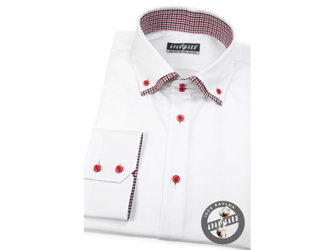 Bílá pánská slim fit košile, dl.rukáv, 109-0112