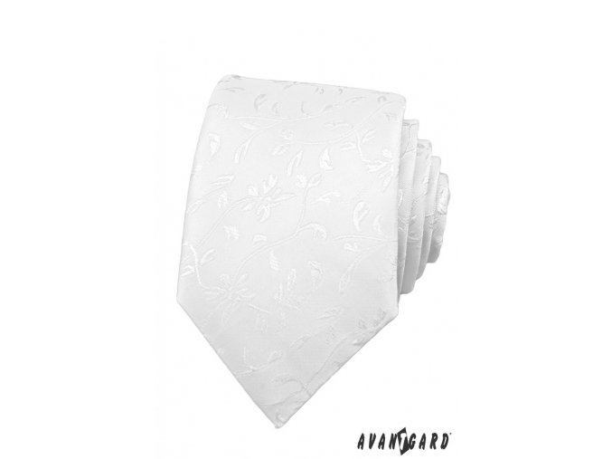 Bílá luxusní kravata s bílým vzorem