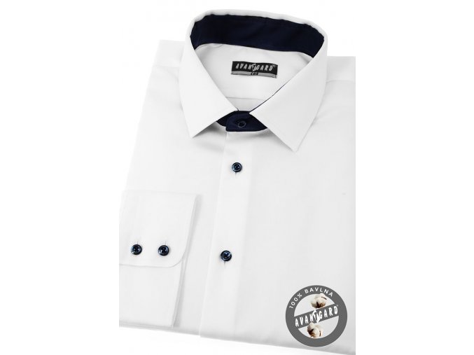 Bílá pánská klasická košile, dl.rukáv, 509-9131