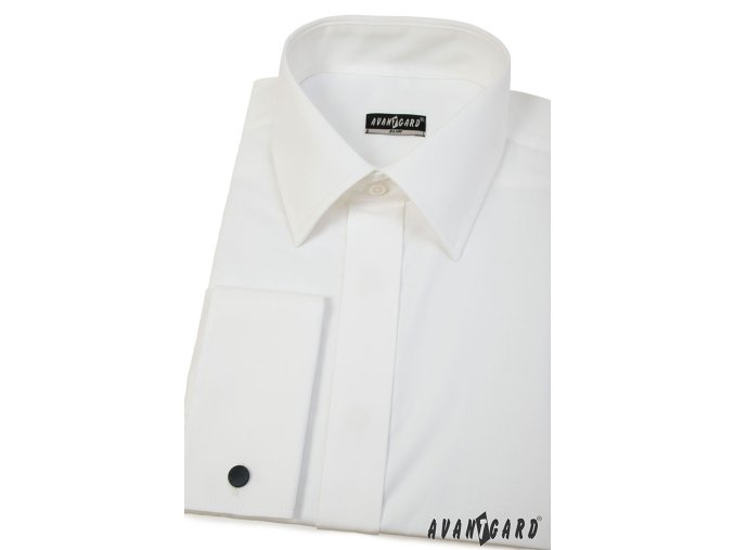 Smetanová pánská slim fit košile na manžetové knoflíčky, krytá léga, 160-224