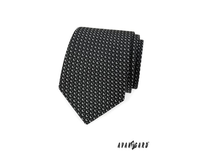 Černá kravata s bílým trojrozměrným vzorem