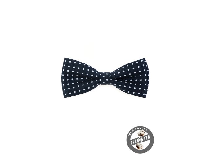 Tmavě modrý motýlek s bílými puntíky (12,5 cm)