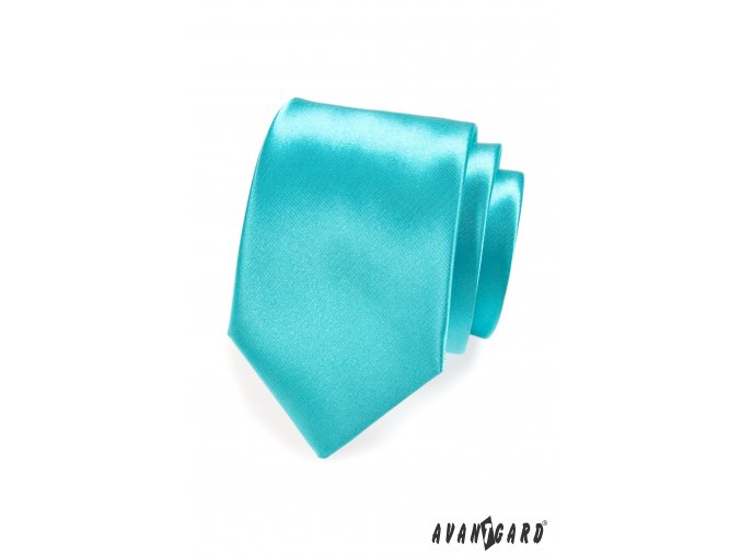 Sytě tyrkysová jemně lesklá jednobarevná luxusní kravata