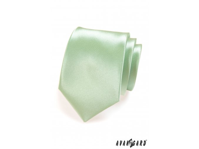 Světle zelená luxusní lesklá jednobarevná kravata