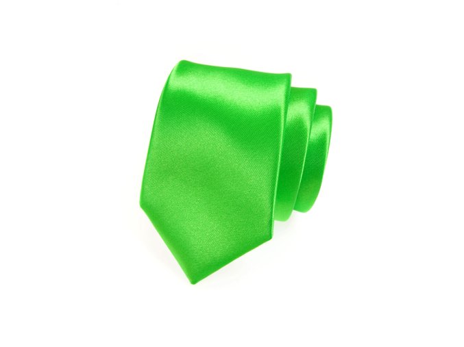 Zářivě zelená luxusní jednobarevná jemně lesklá kravata