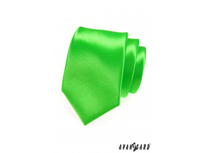 Zářivě zelená luxusní jednobarevná jemně lesklá kravata