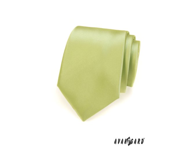 Velmi světle zelená jednobarevná jemně lesklá kravata