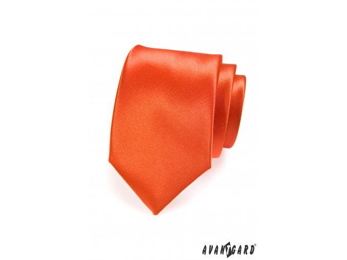 Zářivě oranžová luxusní jednobarevná jemně lesklá kravata