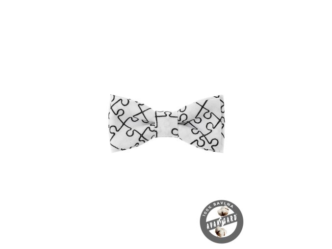 Bílý mini bavlněný motýlek - Puzzle