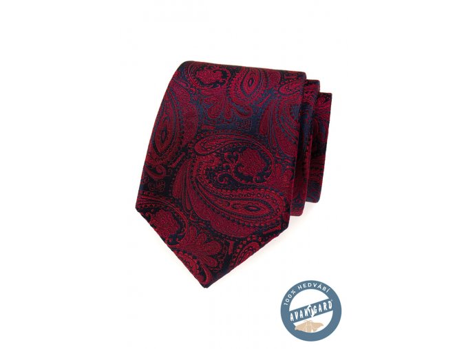 Bordó kravata s tmavým vzorem + krabička