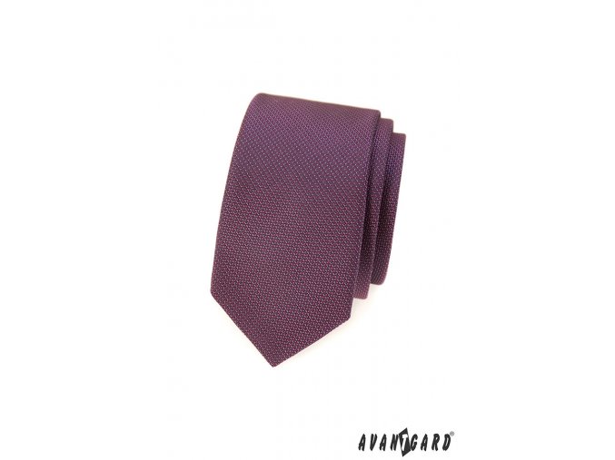Fialová slim kravata s jemným vzorkem