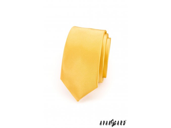 Žlutá luxusní SLIM kravata bez vzoru