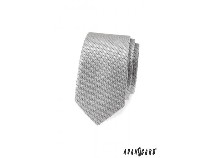 Světle šedá slim vzorovaná kravata