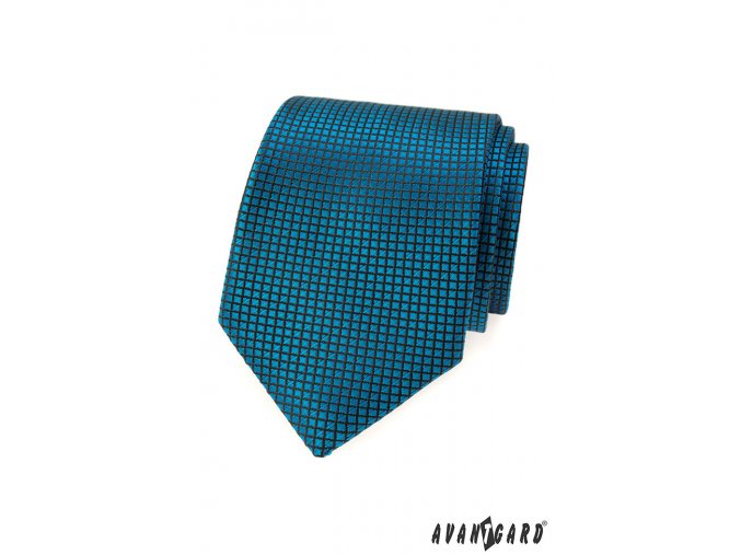 Tyrkysová kravata s mřížkou