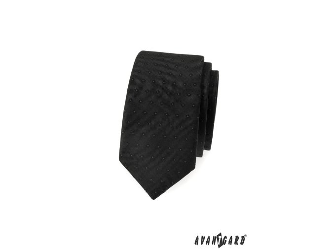 Černá slim kravata s tečkami