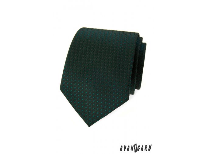 Tmavě zelená kravata se zeleným lesklým vzorkem