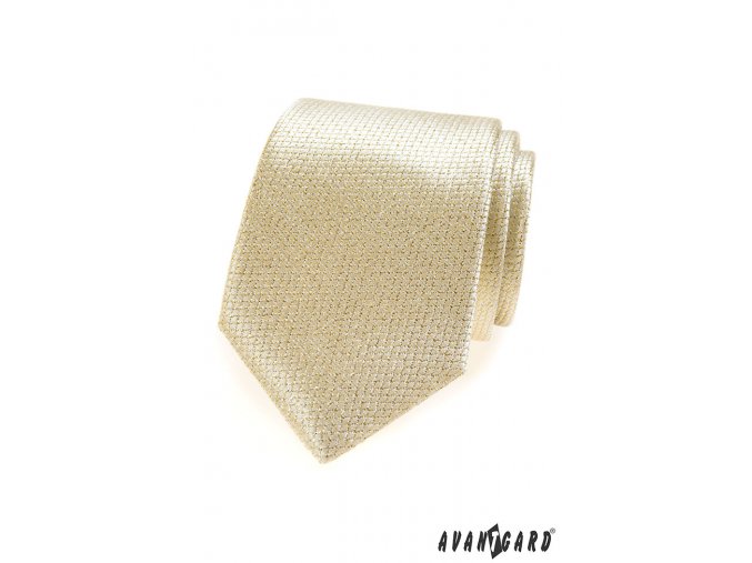 Světle zlatá kravata s jemnou mřížkou