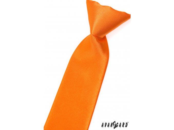 Oranžová chlapecká jemně lesklá kravata bez vzoru
