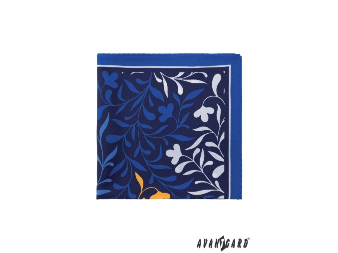 Modrý kapesníček s bílým květovaným vzorem