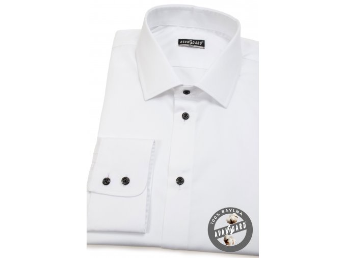 Bílá pánská slim fit košile, dl.rukáv, 109-9123