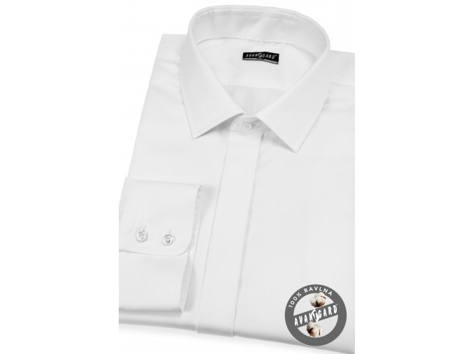 Bílá pánská slim fit košile s krytou légou