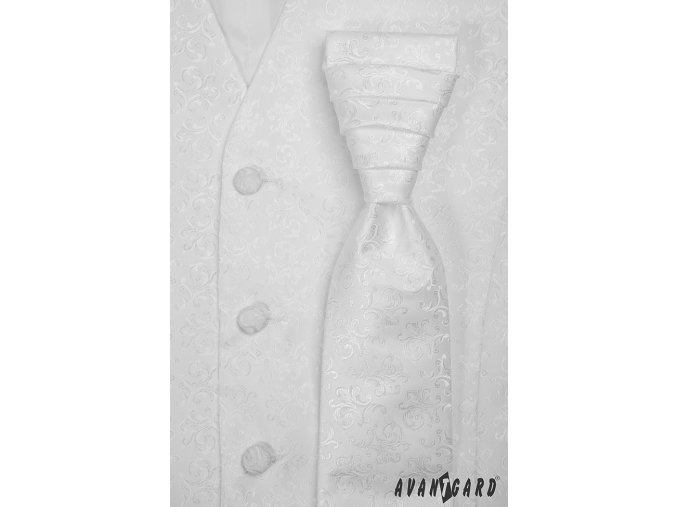 Bílá vesta s jemně lesklým vzorem + regata + kapesníček