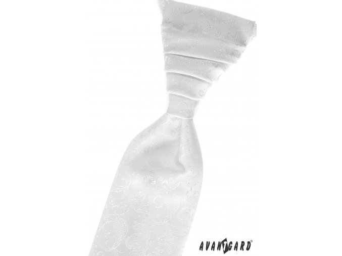 Bílá vzorovaná luxusní pánská regata + kapesníček do saka