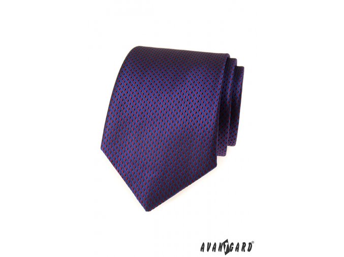 Tmavě modrá luxusní kravata s červeným vzorkem