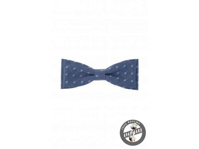 Modrý pánský motýlek s bledě modrými puntíky (10 cm)