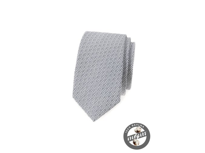 Černobílá slim bavlněná kravata se vzorkem